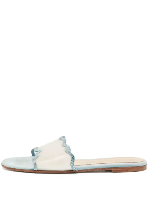 Gianvito Rossi scalloped crystal slides Blue 1131099