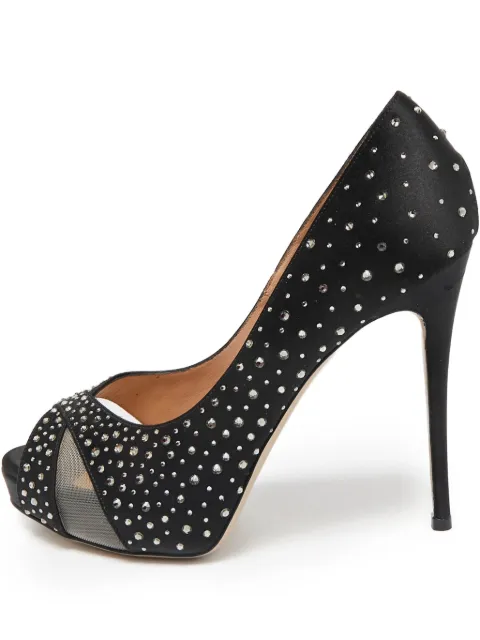 Valentino Garavani Pre-Owned 125MM mesh rhinestone pumps Black 1107388
