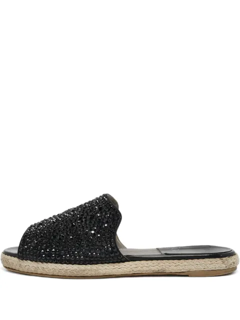 Gina pre-owned crystal-embellished flat sandals Black 1102275