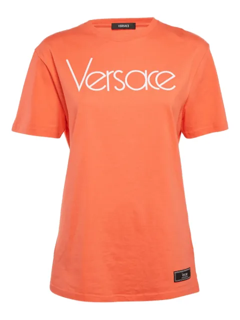 Versace Pre-Owned logo print t-shirt Orange 1104563