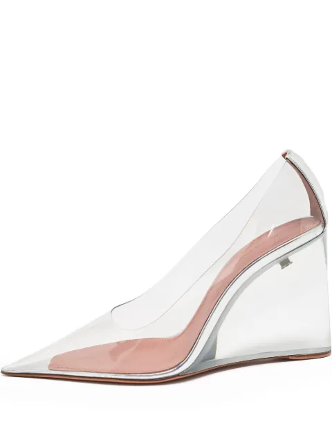 Amina Muaddi pre-owned 95mm Ane wedge pumps Neutrals 1125297