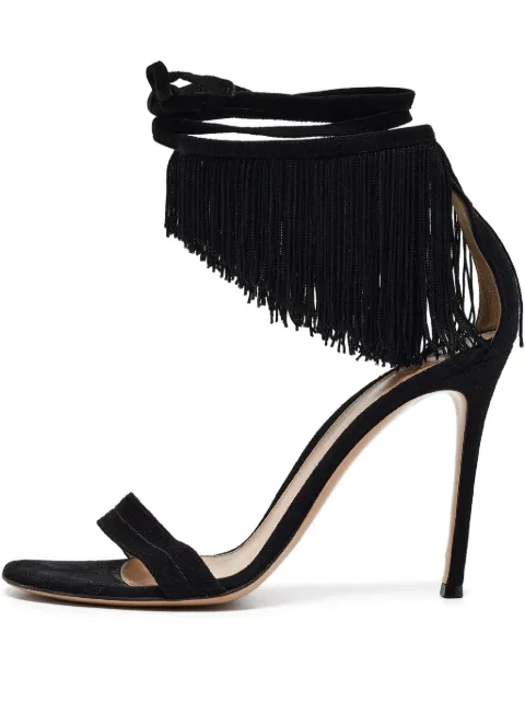 Gianvito Rossi pre-owned 110mm Olivia fringed sandals Black 1055201