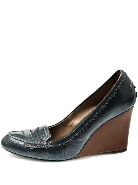 Tod's Vintage 90mm leather loafer pumps Blue 211698