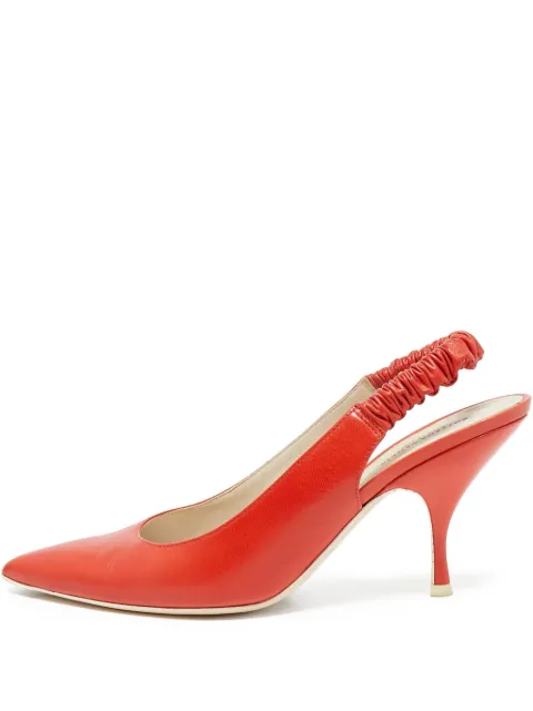 Bottega Veneta Pre-Owned 90mm leather slingback pumps Orange 1088290