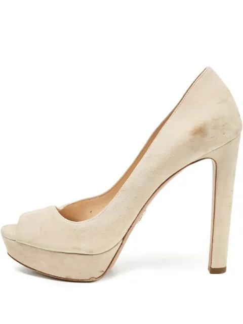 Prada Pre-Owned 120mm peep-toe platform pumps Neutrals 1090914