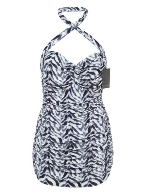 Norma Kamali Vintage Pre-Owned zebra-motif swimsuit Blue 919292