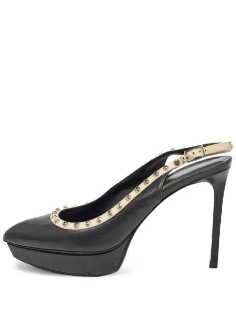 Saint Laurent Pre-Owned platform studded slingback pumps Black 983204