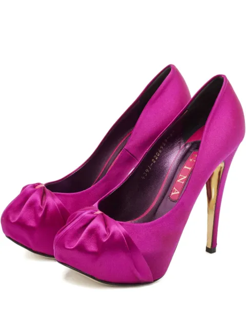 Gina 125mm satin-finish heeled pumps Purple 1132260
