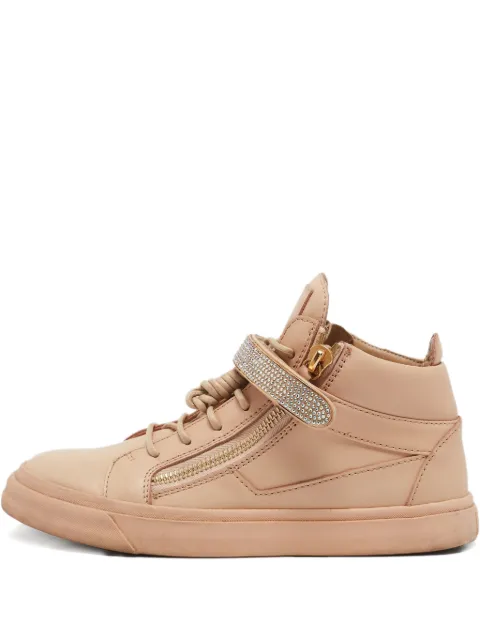 Giuseppe Zanotti Vintage pre-owned crystal-embellished leather sneakers Neutrals 1118308