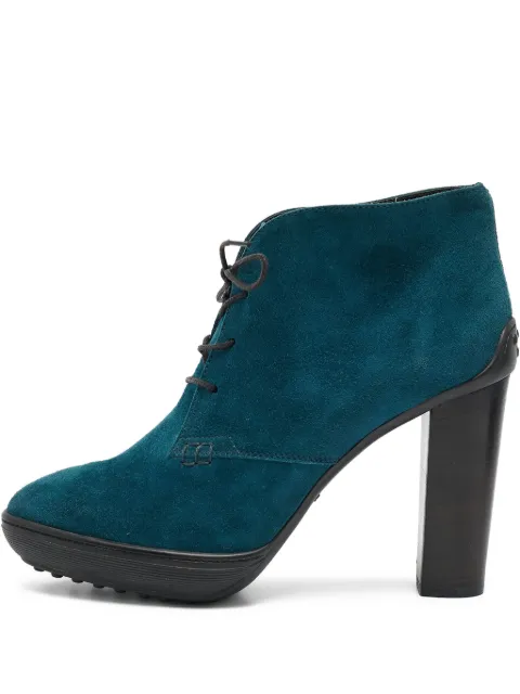 Tod's Vintage pre-owned 100mm suede lace-up ankle boots Blue 1097726