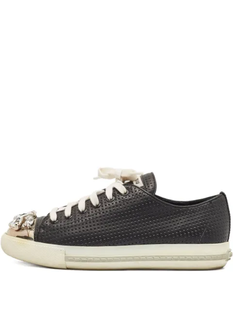 Miu Miu Pre-Owned crystal-embellished sneakers Black 1099728