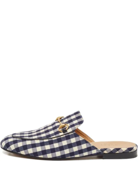 Gucci Pre-Owned 2024 gingham horsebit mules Black 1115834