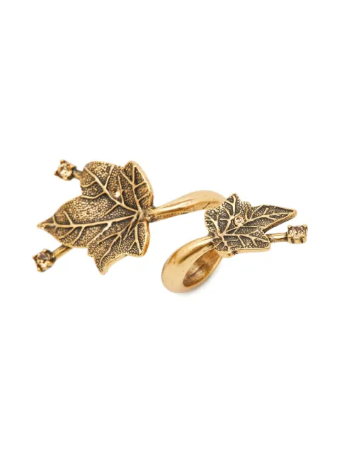 Oscar de la Renta Pre-Owned Leaf crystal-embellished ring Gold 1097037