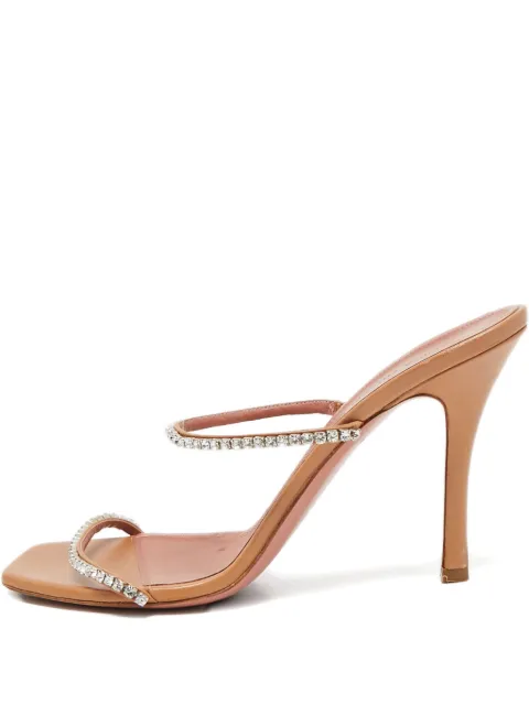 Amina Muaddi 2024 100mm Gilda mules Brown 1088727