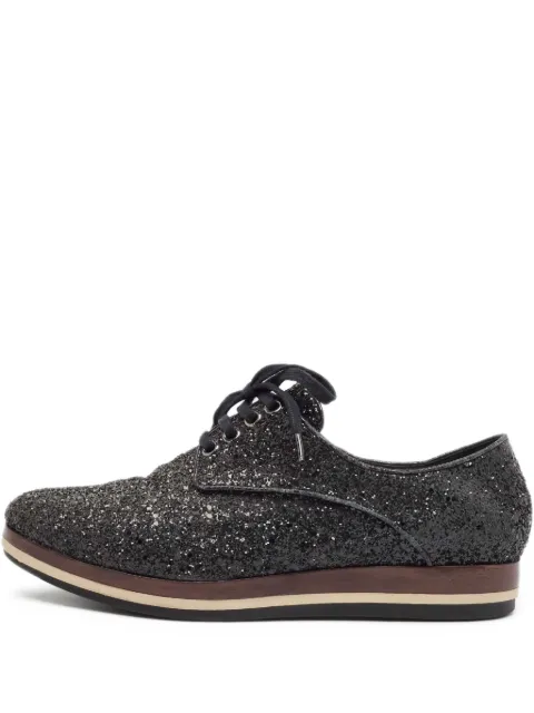 Miu Miu Pre-Owned glitter-embellished lace-up shoes Black 1105702