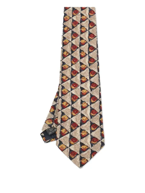 Ermenegildo Zegna Vintage floral geometric-pattern tie Neutrals 1106043