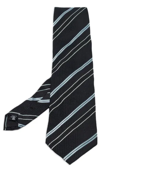Emporio Armani Pre-Owned striped silk tie Black 1040791