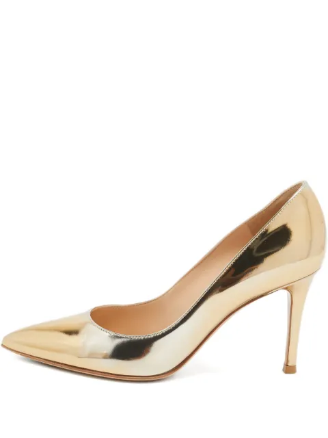 Gianvito Rossi 80mm leather heeled pumps Gold 1020034