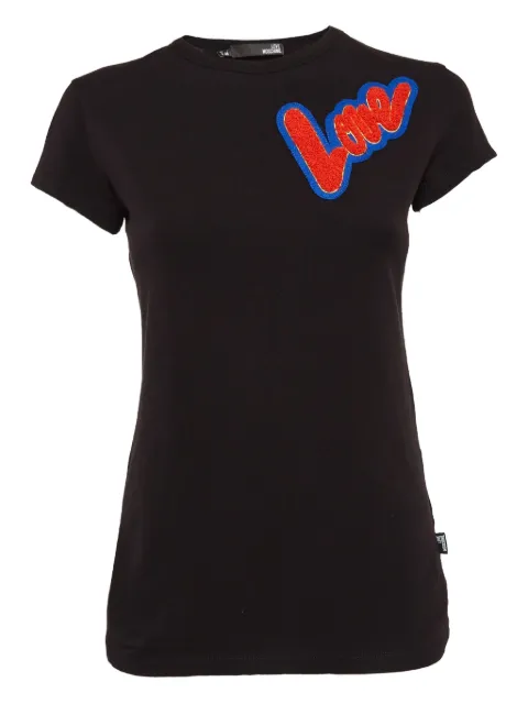Love Moschino embroidered-logo T-shirt Black 1041482