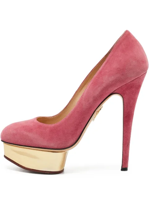Charlotte Olympia pre-owned 150mm suede platform pumps Pink 1097178