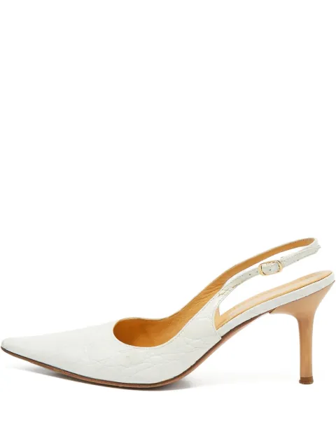 Casadei Vintage Pre-Owned 80mm quilted leather slingback pumps White 1087743