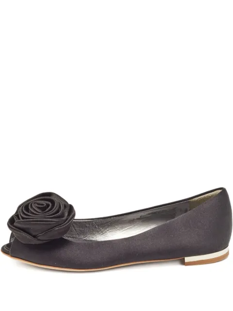 Giuseppe Zanotti Vintage rose-appliqué flat pumps Black 1103148