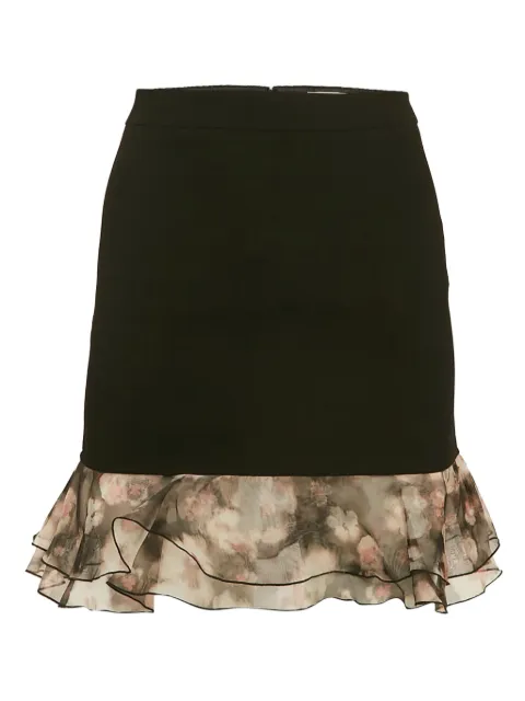 Elisabetta Franchi pre-owned floral print-hem ruffled mini skirt Black 1077348