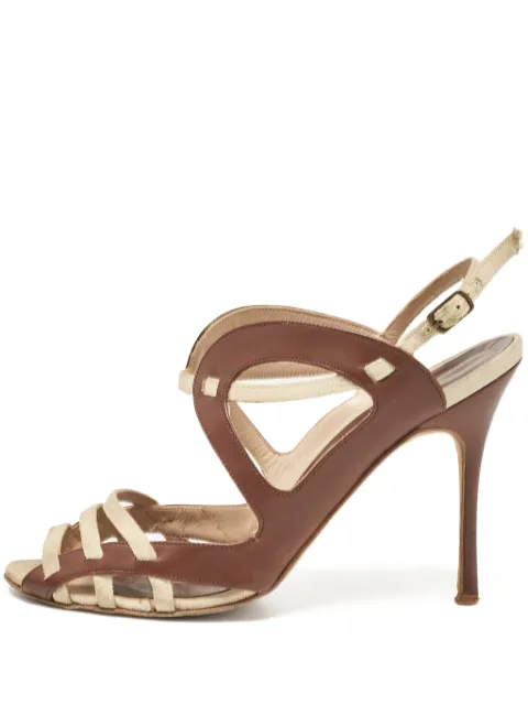 Manolo Blahnik Pre-owned 100mm cut-out strappy sandals Brown 1082104