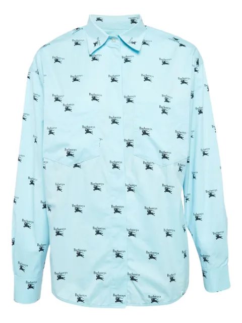 Burberry Pre-Owned logo-print cotton shirt Blue 1064760