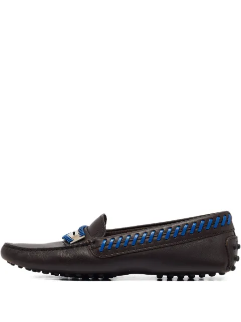 Tod's Vintage Pre-owned leather stitching loafers Brown 1062393