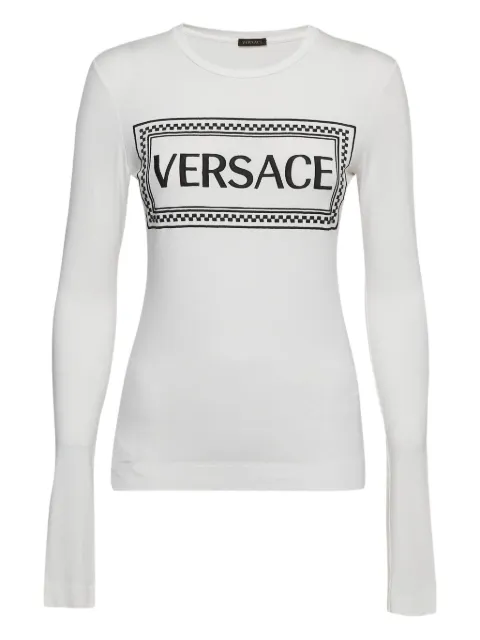 Versace Pre-Owned logo-print T-shirt White 1026465