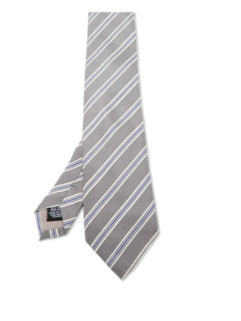 BOSS pre-owned striped silk tie Grey 909656