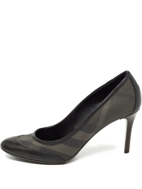 Burberry Pre-Owned 100mm checked-panel pumps Black 931683