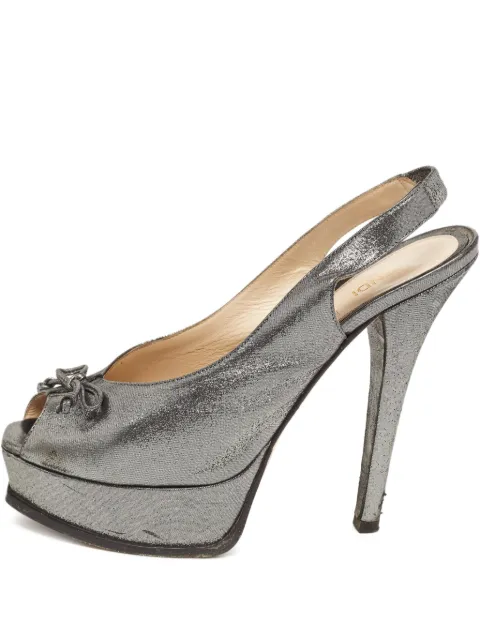 Fendi Pre-Owned 140mm Fendista Bow sandals Grey 929062
