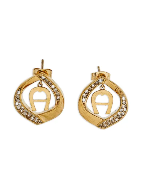 Aigner Vintage pre-owned crystal-embellished drop earrings Gold 873004