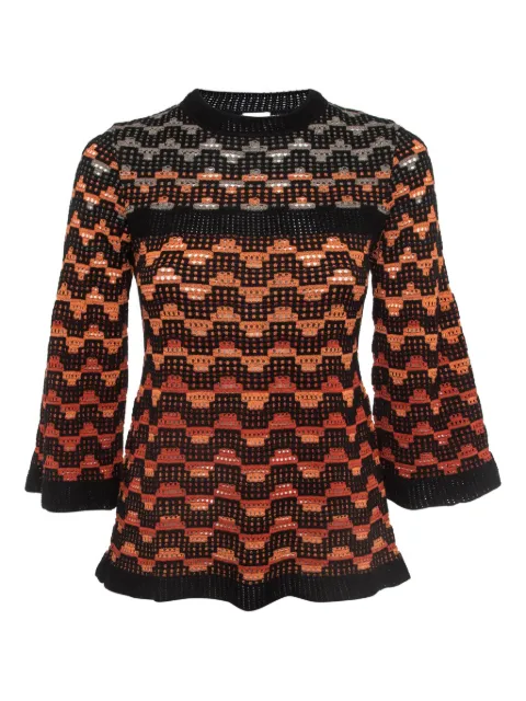 Missoni Pre-Owned geometric-pattern bell-sleeves top Orange 964283