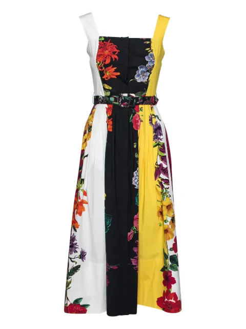 Oscar de la Renta Pre-Owned floral pleated dress Black 618587