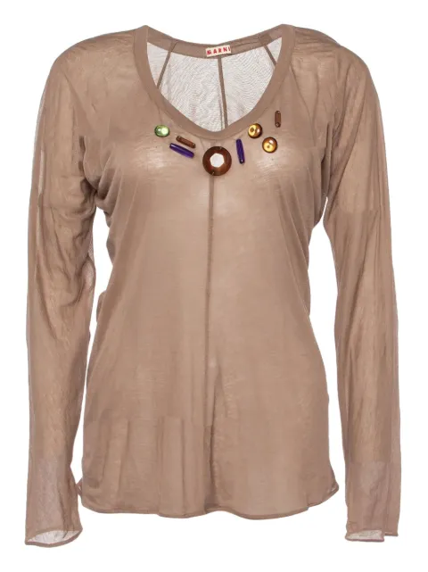 Marni Pre-Owned embellished T-shirt Neutrals 891876