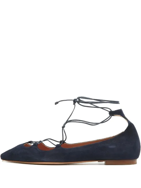Carolina Herrera Vintage suede lace-up flats Blue 986366