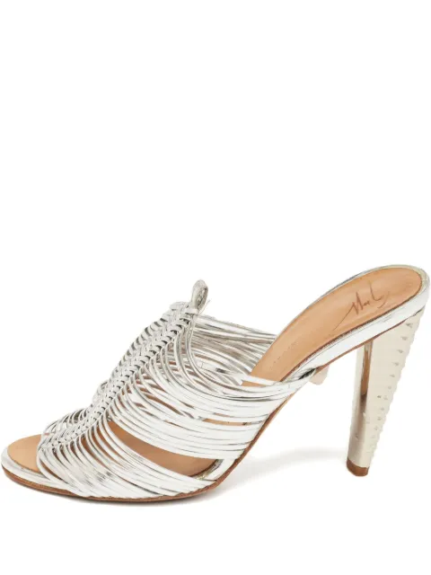 Giuseppe Zanotti Vintage leather woven mules Grey 925027