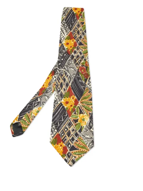 Ermenegildo Zegna Vintage geometric-print floral tie Black 981278