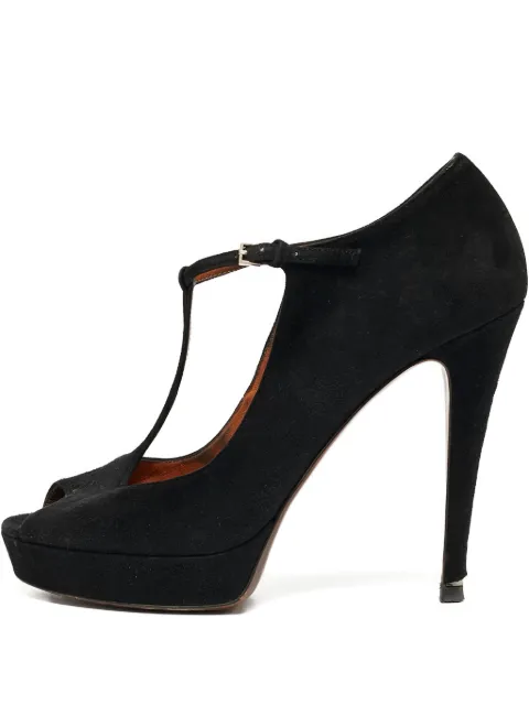 Gucci Pre-Owned 135mm suede T-strap platform pumps Black 907180