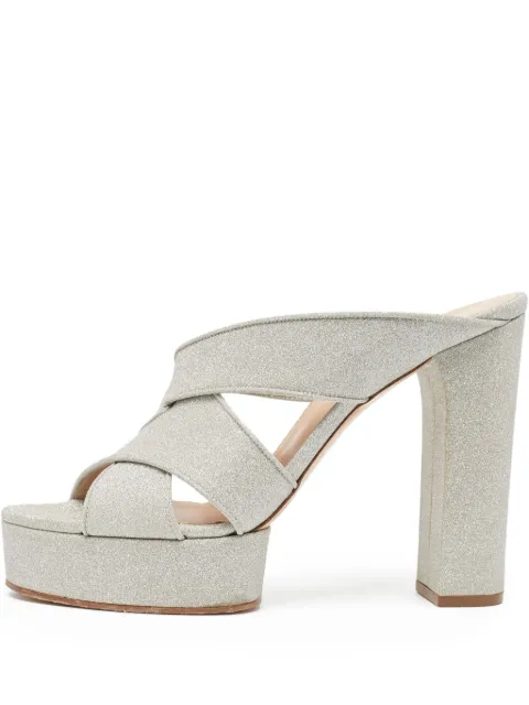 Casadei Vintage 120mm Glitter platform sandals Silver 950169
