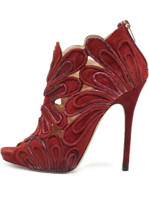 Jimmy Choo Pre-Owned 135mm Kalipso open-toe ankle boots Red 925016