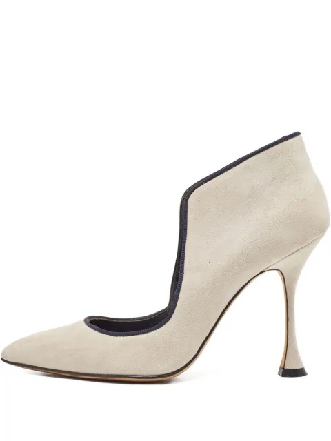 Manolo Blahnik pre-owned 110mm suede cut-out pumps Neutrals 938173