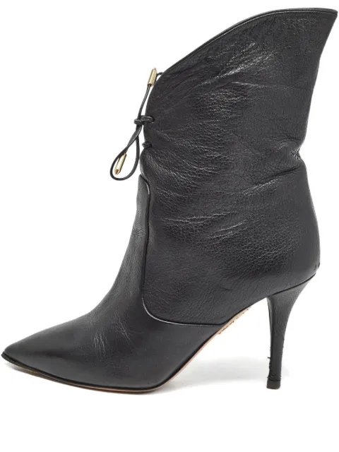 Aquazzura 85mm pointed-toe leather ankle boots Black 980345
