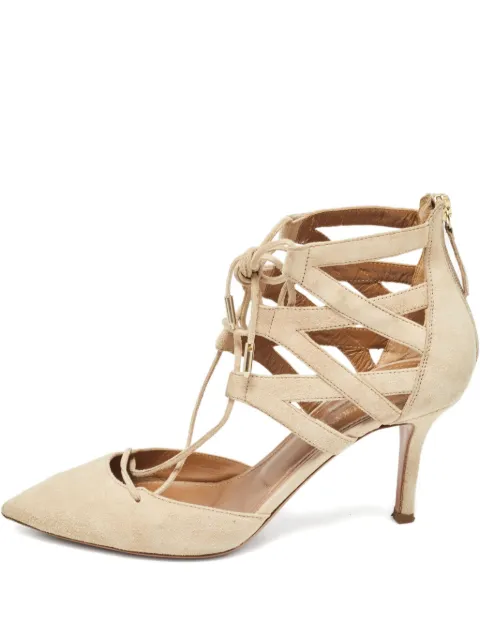 Aquazzura pre-owned 75mm lace-up cut-out pumps Neutrals 978243