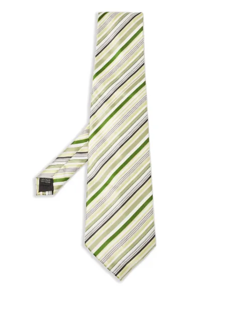 BOSS striped silk tie Green 1106038