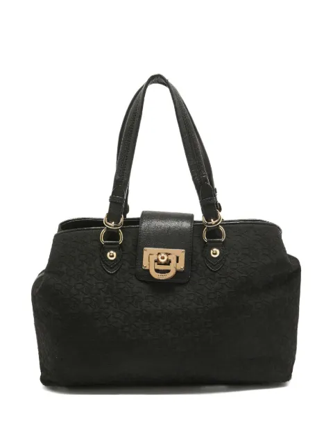 DKNY Vintage pre-owned leather monogram tote bag Black 995884