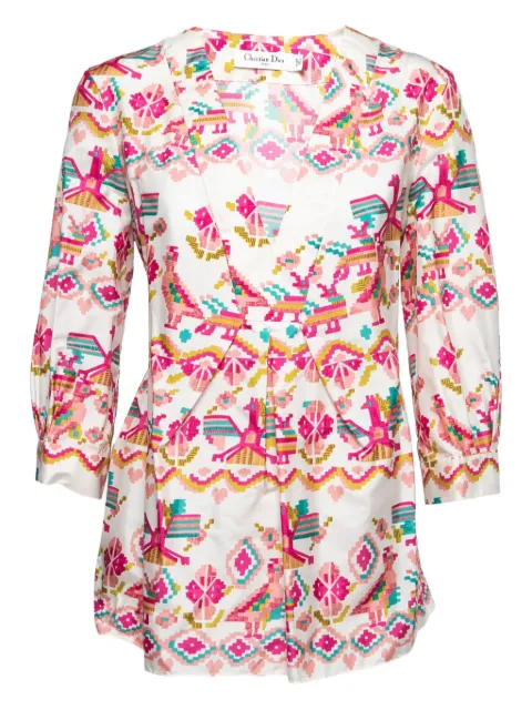 Christian Dior Pre-Owned graphic-print silk blouse Pink 791525